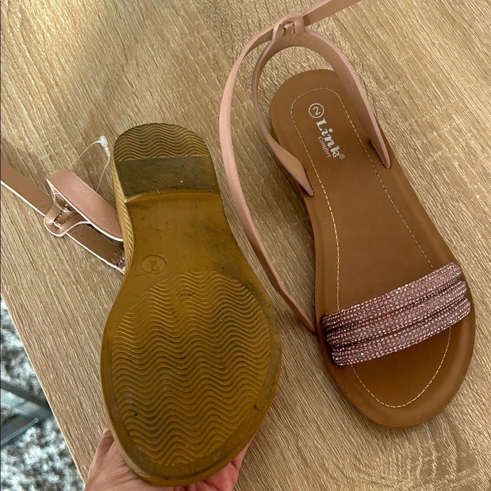 Girls kids Pink sparkler Sandals size 2y childrens summer straps